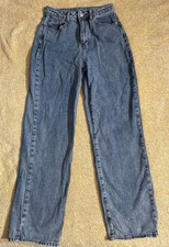 Women's High Wasted Straight Jeans Blue Denim Medium