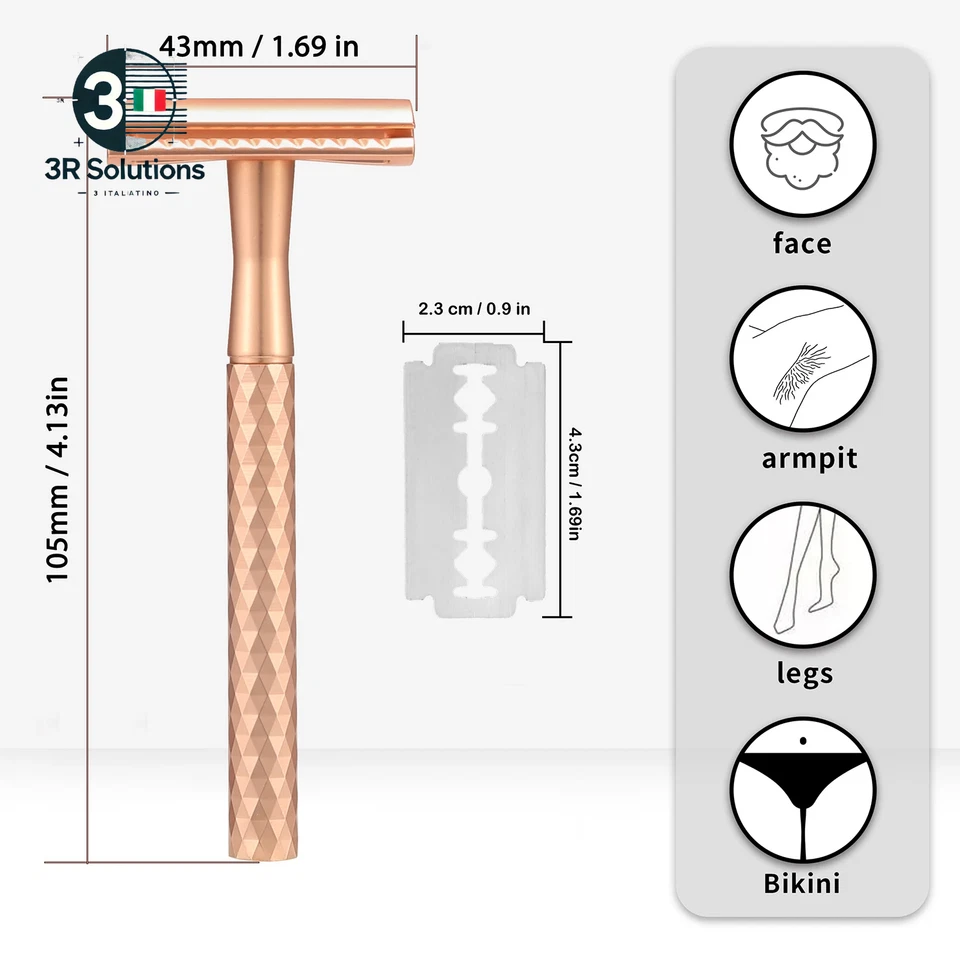 Rasoio Di Sicurezza Con Manico Ponderato in Acciaio Inossidabile E 10 Ricariche - Immagine 4 di 4