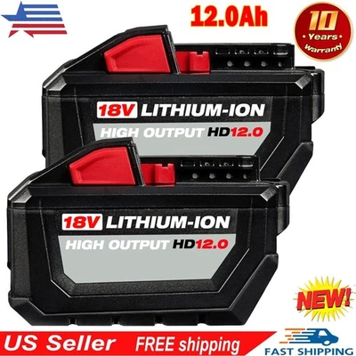 2PCS For Milwauke 48-11-1860 18v 12.0 AH Batteries M18 XC18 48-11-1860 US Stock