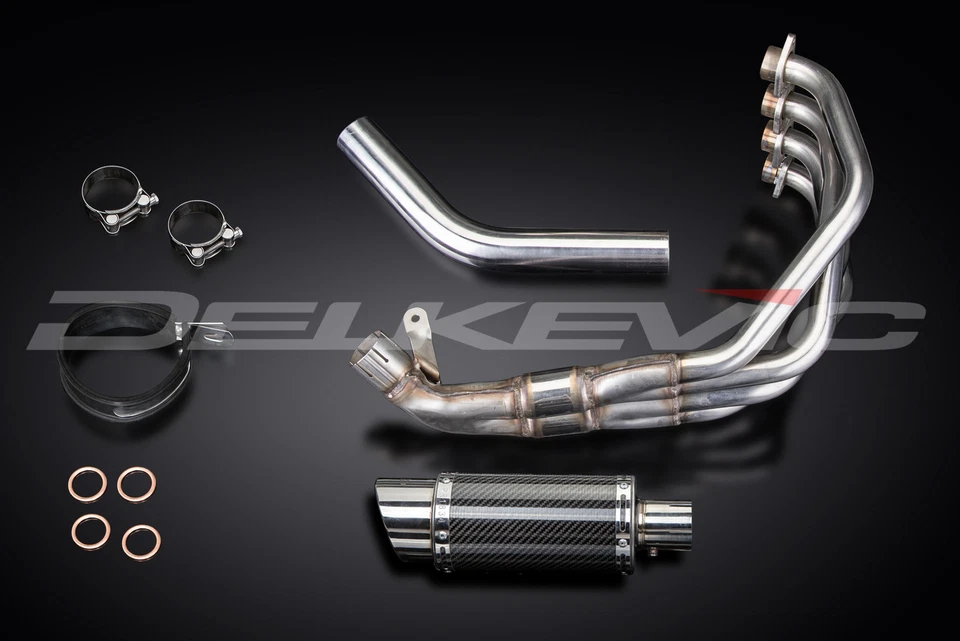 Honda CBR900RR CB900F 919 1992-2008 Complete Exhaust 4-1 8" Round Carbon Muffler - Image 4 of 4