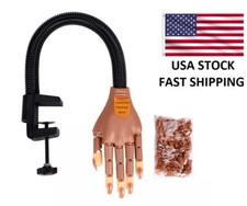 Practice Hand for Acrylic Nails-Flexible Moveable Nail Training Hand Kits, False