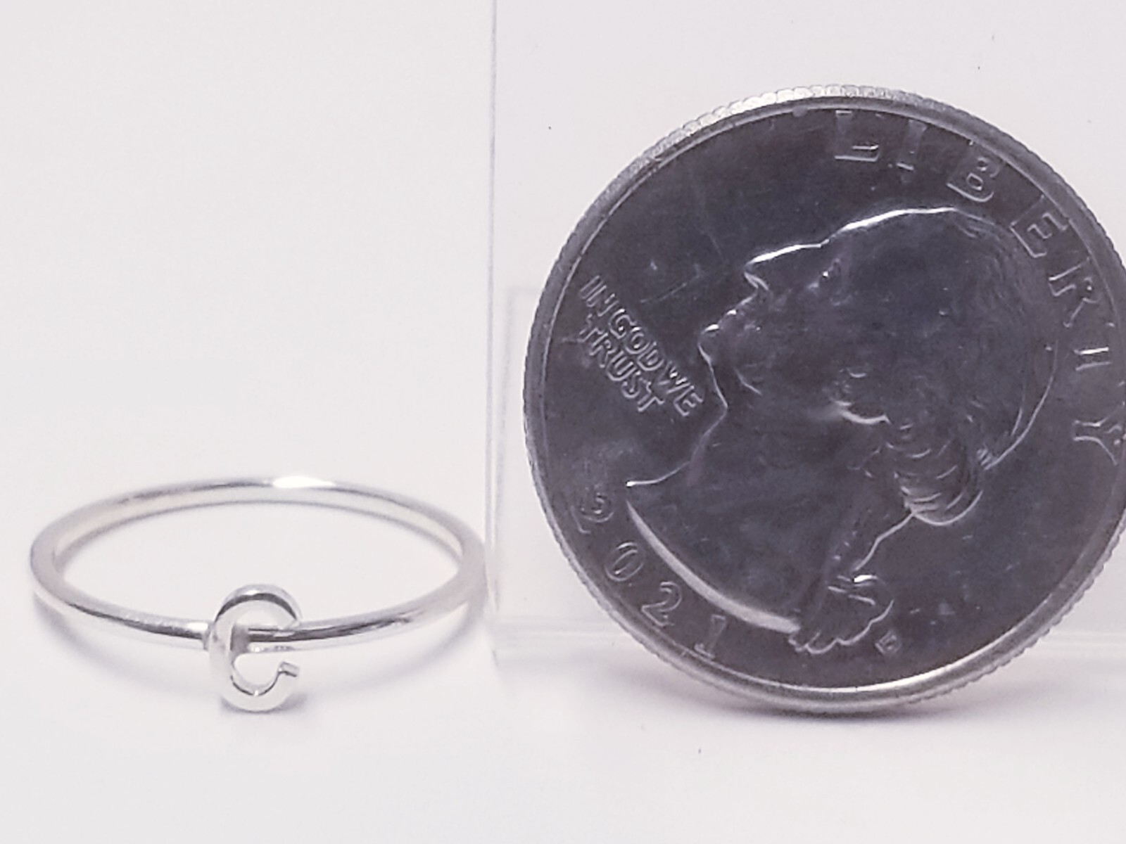 Oak and Luna Stackable Inez Initial Ring - SILVER… - image 7