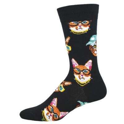 Socksmith Men's Crew Socks One Cool Cat Novelty Footwear