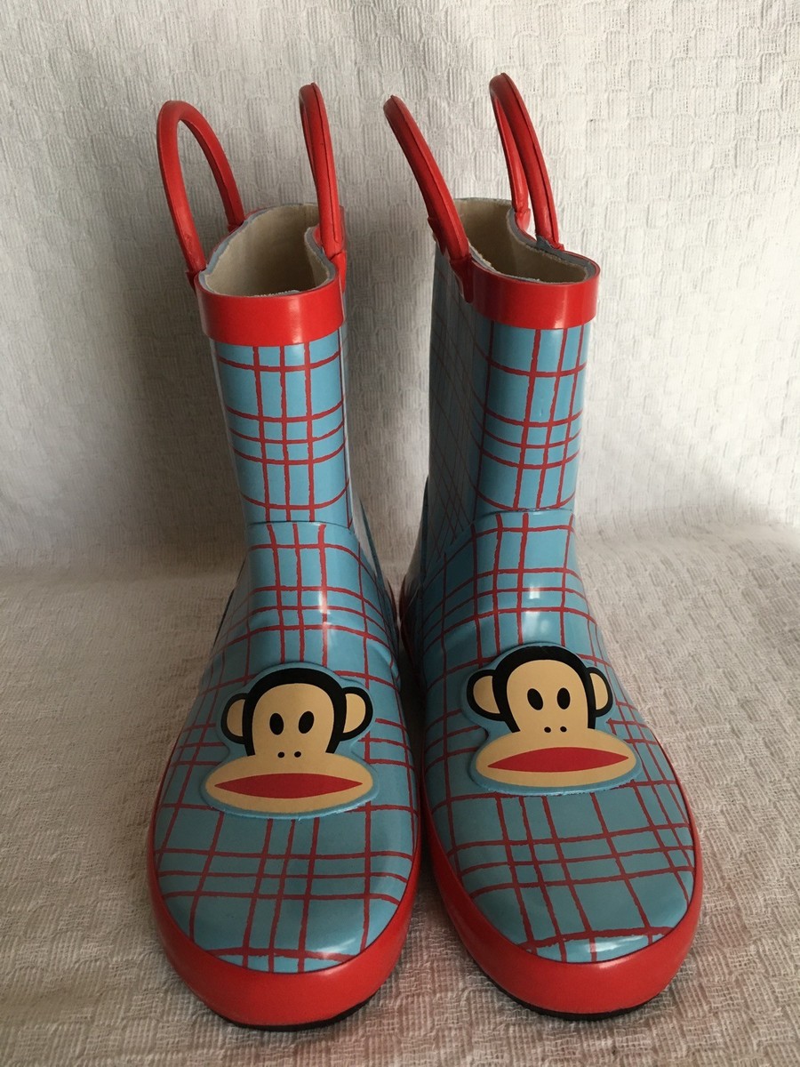 NEW Small Paul Frank Rain Boots Toddler Boy Girl XL 6T 13 Blue industries  rare