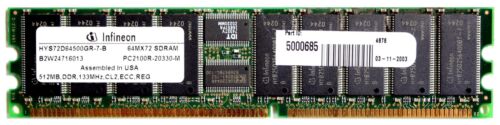 MEMORY, HYS72D64500GR-7-B 64MX72 SDRAM PC2100R-20330-M, 512MB,DDR,266,CL2,ECC - Picture 1 of 2