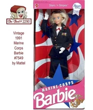 Stars and Stripes Marine Corps Barbie 7459 Mattel NIB Vintage 1991 Barbie