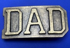 Dad Text Block Letters Brass Tonne Belt Buckle - Perfect Fathers Day Gift