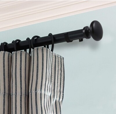 TiMi 1" Decorative Spiral Curtain Rod - Adjustable 36 To 168 Inches, Black, With Brackets - View #6