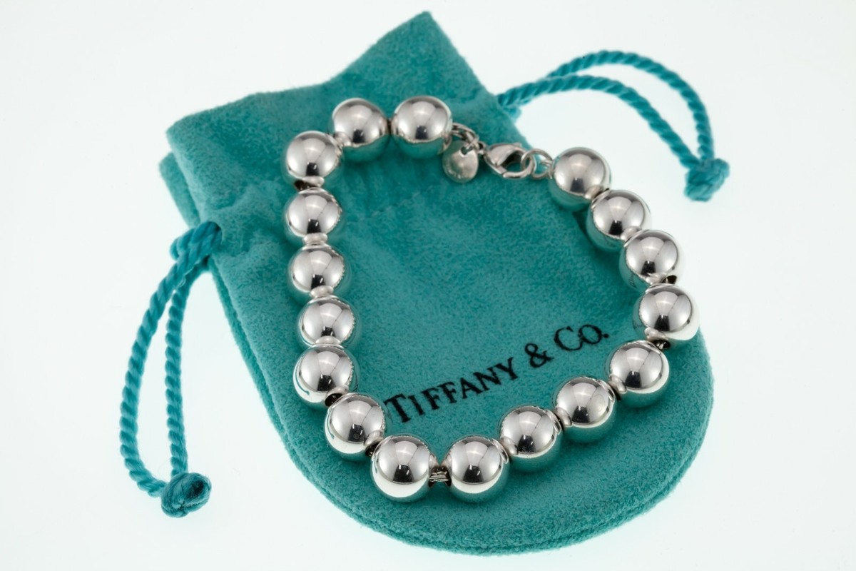 Tiffany & Co. Sterling Silver 9 mm Beaded Bracelet w/ Pouch | eBay