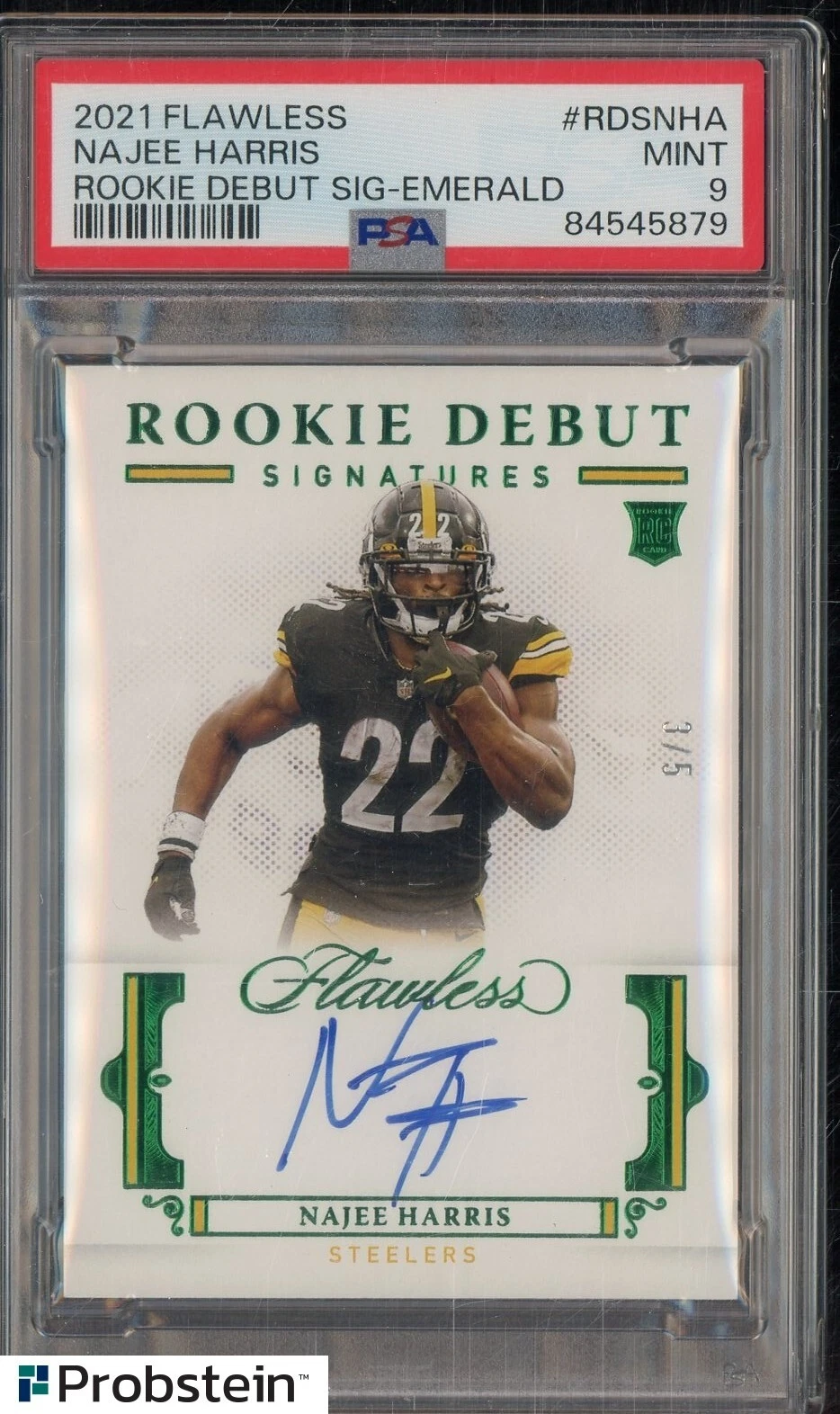 Najee Harris Panini Flawless Rookie Debut Signatures #RDSNHA Emerald
