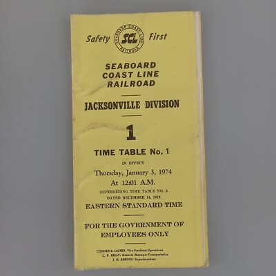 Seaboard Coast Line SCL Railroad EE Time Table 1 Jacksonville DIV 01.03.1974