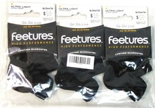 3 Pairs Feetures High Performance Ultra Light Socks No Show Tab Small Black