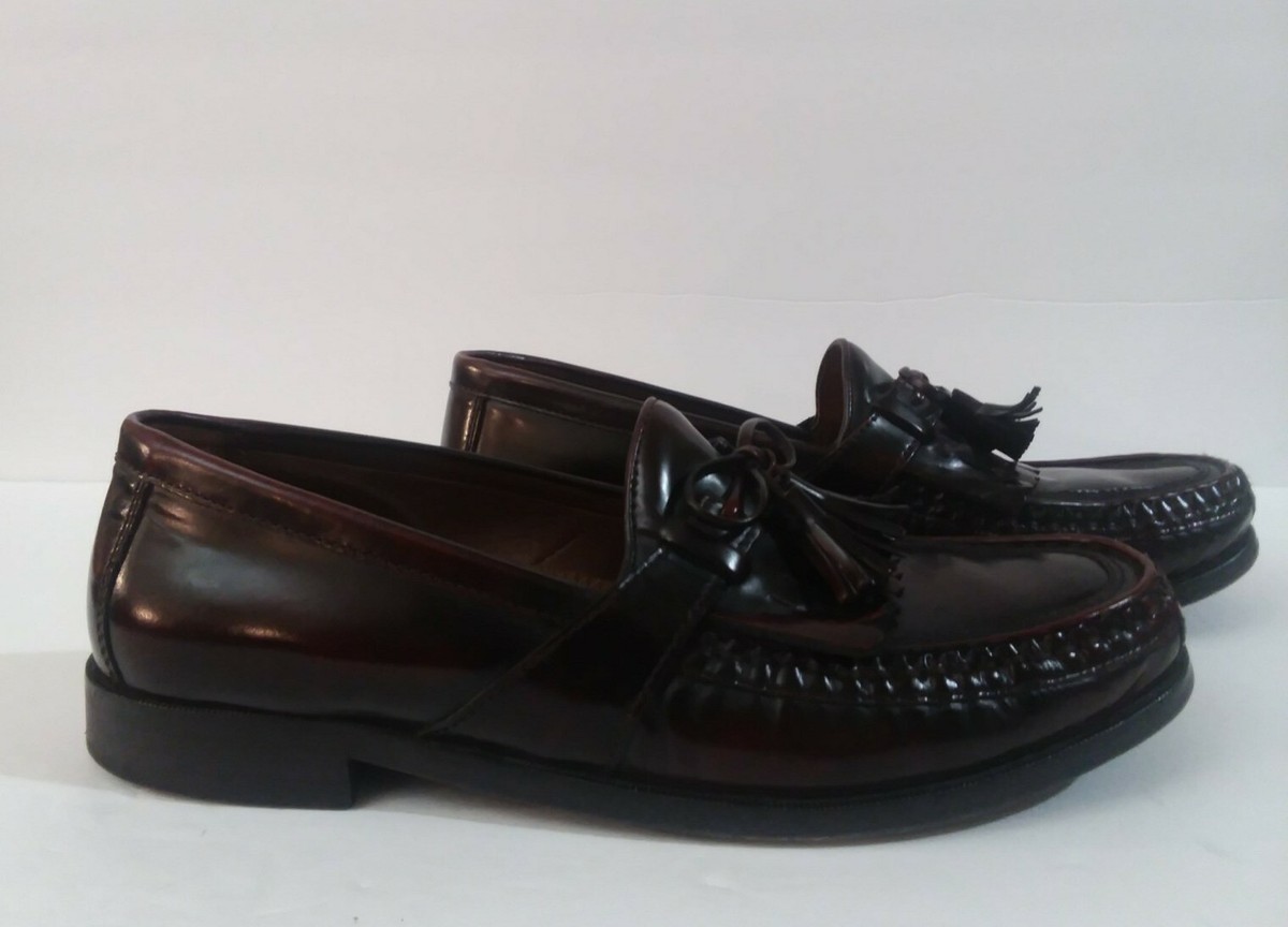 Vtg Johnston Murphy Burgundy Shell Cordovan Tassel Apron Toe Loafers Mens 9 C/A Men main image 2