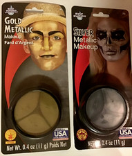HALLOWEEN MAKEUP MATALLIC GOLD/SILVER FACE/BODY GREASE FOUNDATION MASK,COSTUME.