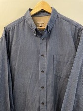 George Long Sleeve Button Up Classic Fit Mens BLUE Plaid Dress Shirt Size Large