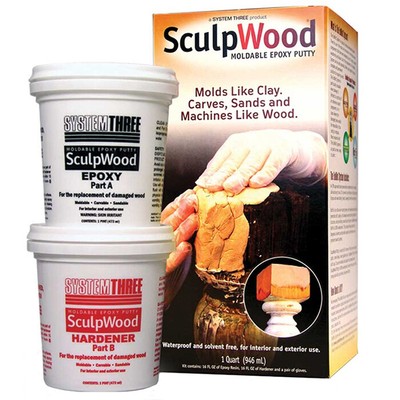 qt System Three Resins 1600K16 SculpWood Epoxy Putty