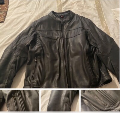 Ladies JTS Leather Motorcycle Jacket Black UK Size 18 JTS