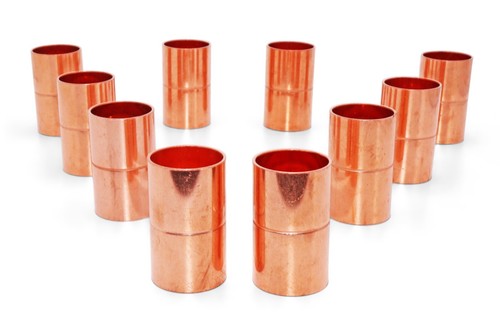 7/8" OD HVAC Copper Coupling with Rolled Stop, W01034 / C165-0100 , Pack of (10)