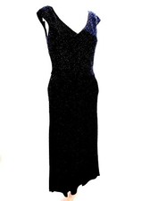 Roberta Woman's 10 Vtg Black Metallic Lined High Low Shimmer Long Sparkle Dress