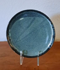 Vintage Ming Jun Speckled Stoneware Pottery Marked With Seal 8.5"  Plate Blue