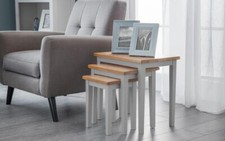 Grey & Oak Effect Nest of Tables (Set of 3 ) W48cm x D33cm x H46cm CHATSWORTH