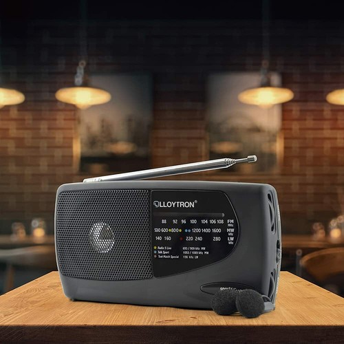 Lloytron Portable Sports Radio MW FM LW with Earphones Battery Operated