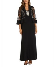 R M Richards Women 2 Piece Sequin Lace Jacket Long Dress Sz6 109