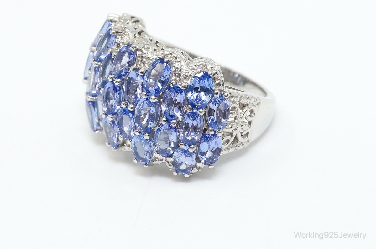 Vintage Iolite 2 Diamond Sterling Silver Ring SZ 8 | eBay