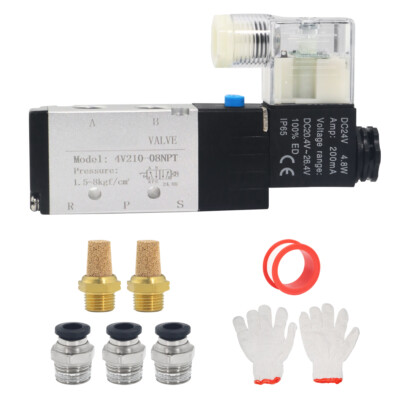 1/4'' NPT 5 Way 4v210-08 DC24v Junction Box Normally Closed  Solenoid  Valve