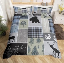 LUVIVIHOME Patchwork Bedding Sets, Checkered Buffalo Plaid Comforter 3pc