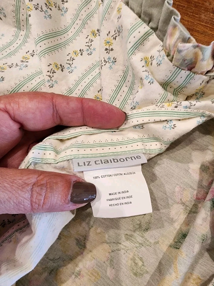 Пара Liz Claiborne Ruffle Edge Стиль Коттеджа Цветочный Принт Роза Стандартный Накидка - Изображение 4 из 4