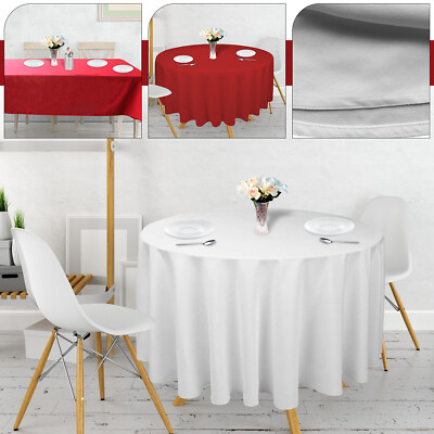 Gesponnen Polyester Leinen Tischdecke weiß/rot Ferienhaus Bankette wasserabweisend