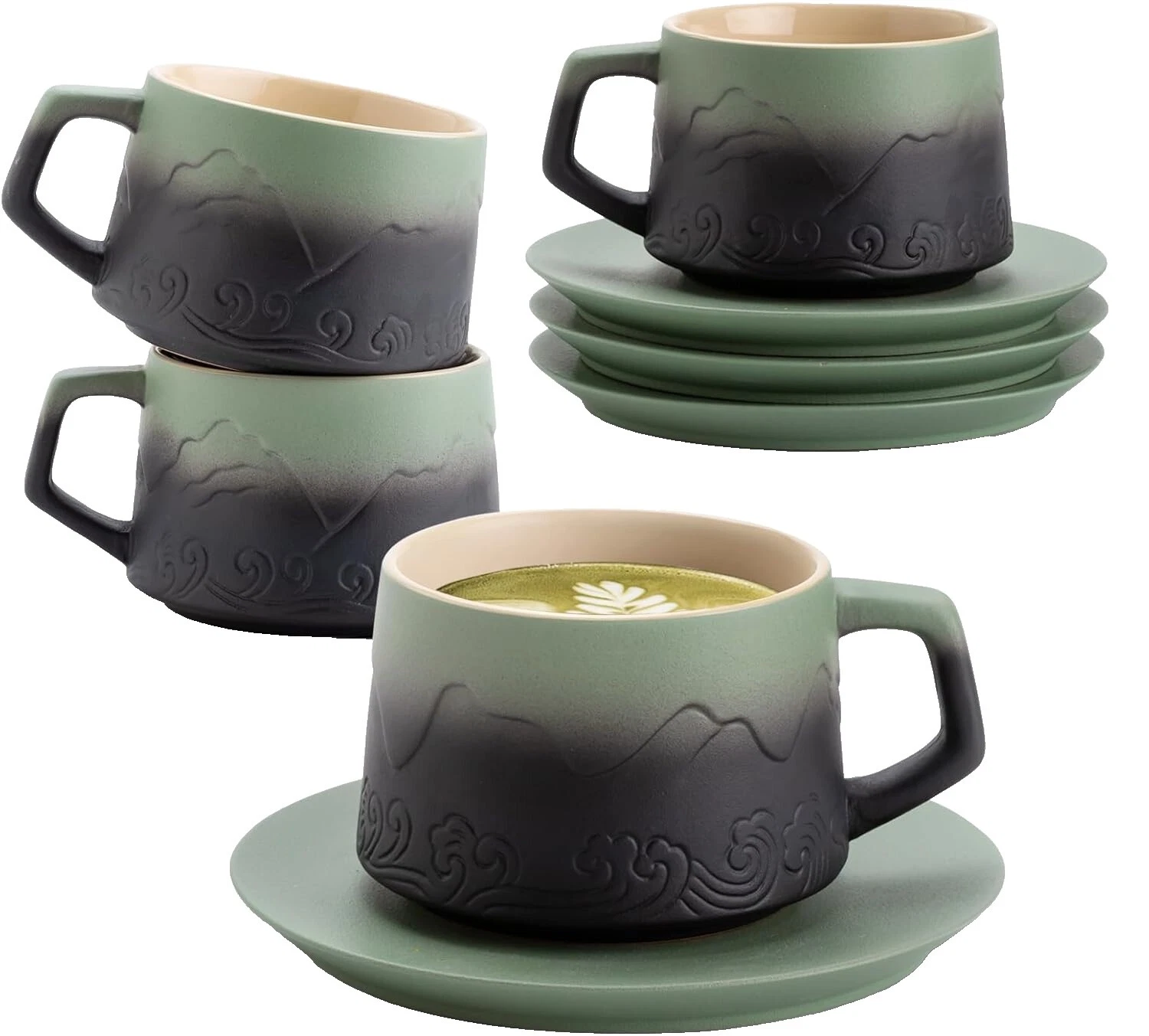 Tazas de café con leche de vidrio