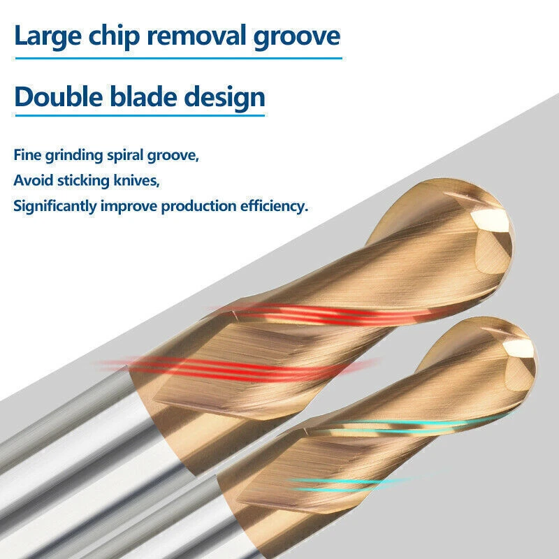 VHM Radiusfräser R0.5-6.0 Fräser Z=2 HRC=50 Kugelkopffräser Schaftfräser - Bild 4 von 4