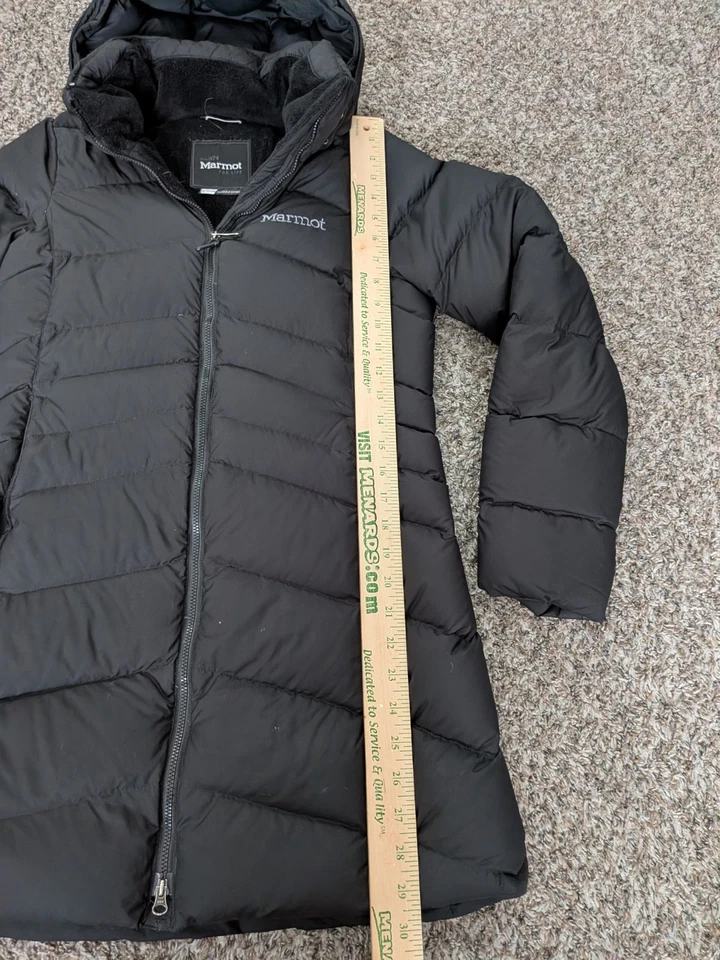 CHAQUETA MARMOT MONTREAL 700 ABRIGO RELLENO NEGRO MUJER TALLA XS Puffer Invierno Foto 3 de 4
