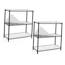  EFINE 2-Pack 3-Shelf Shelving Unit with 3-Shelf Liners, 3-Tier 2-Pack Black