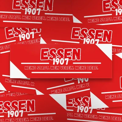 FAN-KULTUR XPERIENCE 100x Essen Aufkleber/ Sticker '1907'/ Fußball Fanartikel/ 14,8x5 cm/ wetterfest