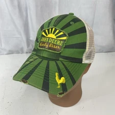 John Deere Hat Distressed Trucker Mesh Patch Snapback Adult "Early Riser"