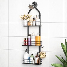 Shower Caddy Hanging, Adjustable Anti-Swing-Over The Shower Head Caddy, 3 Tier