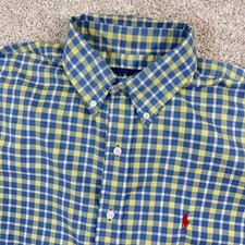 Ralph Lauren Blake Shirt Mens Large Blue Yellow Plaid Short Sleeve Button Down