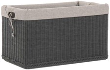 Rattan Spielzeugkiste Allzweck-Truhe -Kiste -Korb mit Inlett (Schwarz, Mittel)
