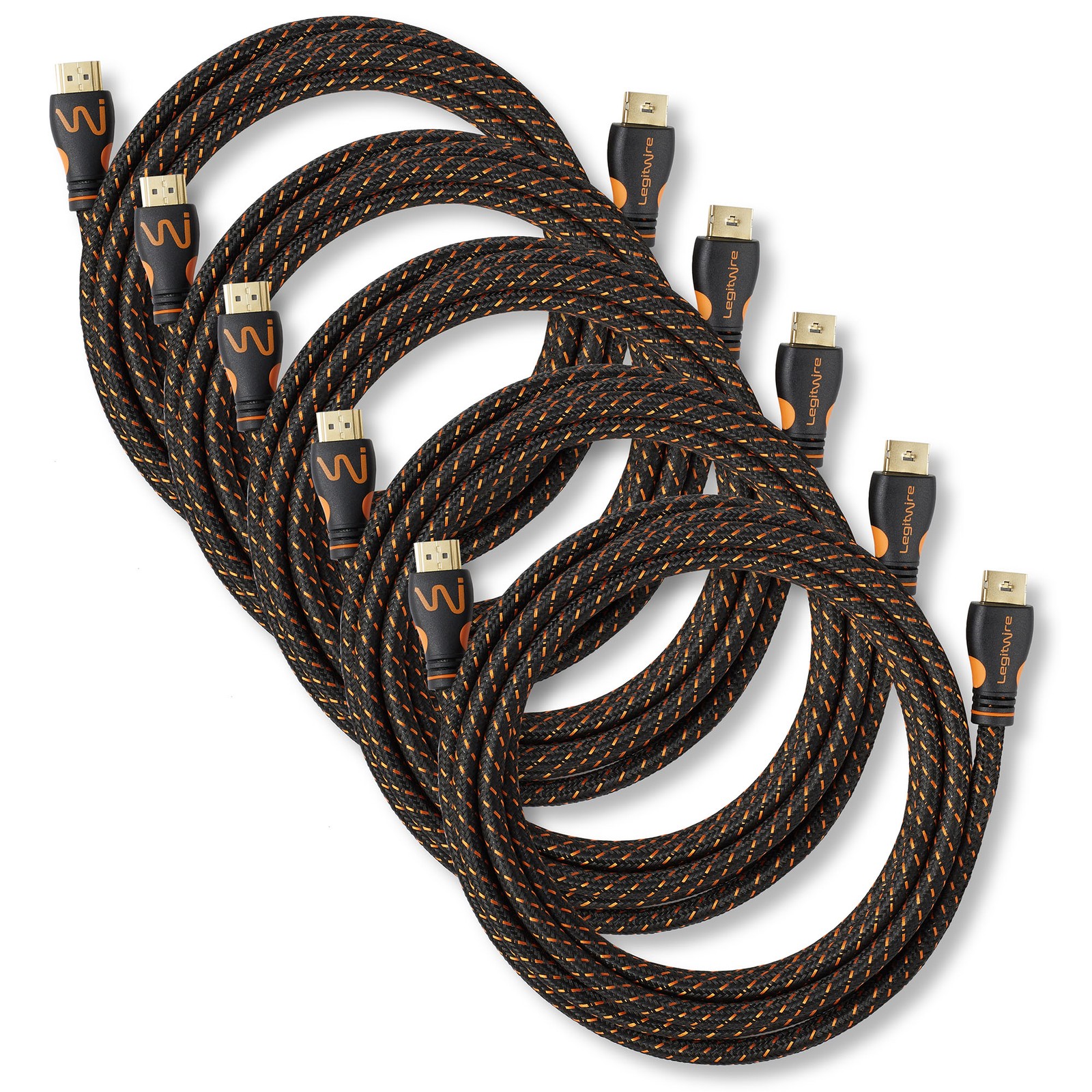 5pk, 10' High Speed 18Gbps HDMI Cables 2.0 Cable 3D HDTV 4K @60Hz UHD, Ethernet