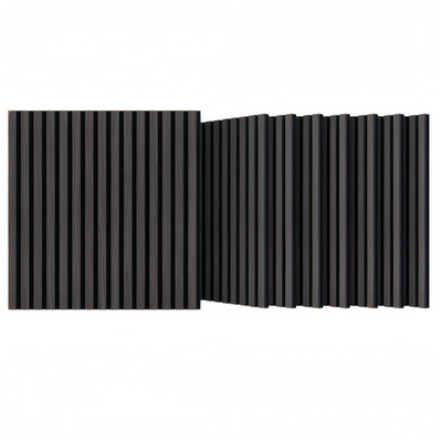 8 PCS Matte Black - Acoustic Panels & Wooden Strip Acoustic Boards
