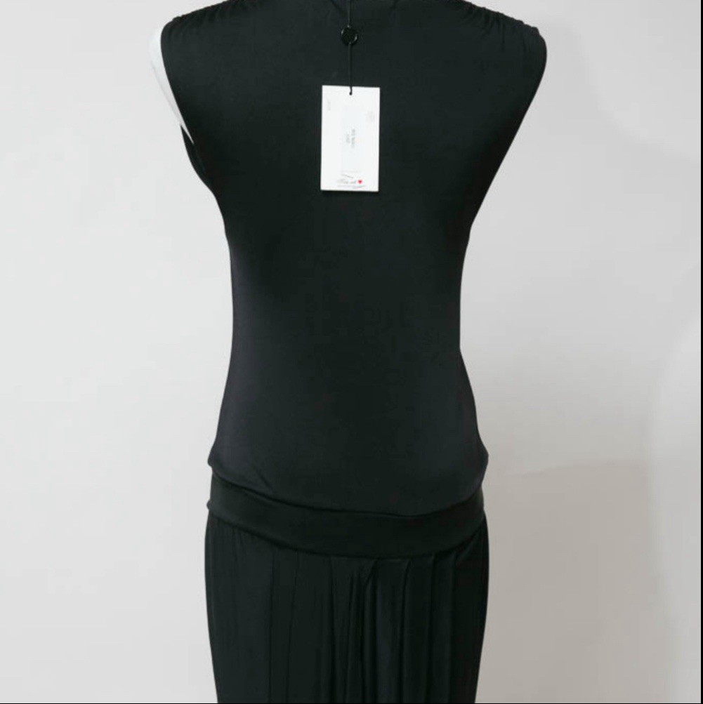 Mitch Lee Black Sleeveless Dress, Size 2, Bodycon Fitted Plunging Neck 100% Silk thumbnail 3