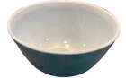 Vintage Pyrex USA Turquoise Light Blue with White Small Mixing Bowl