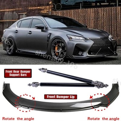 Carbon Style Front Bumper Lip Spoiler+ Strut Rods For Lexus IS 200 250 300 500