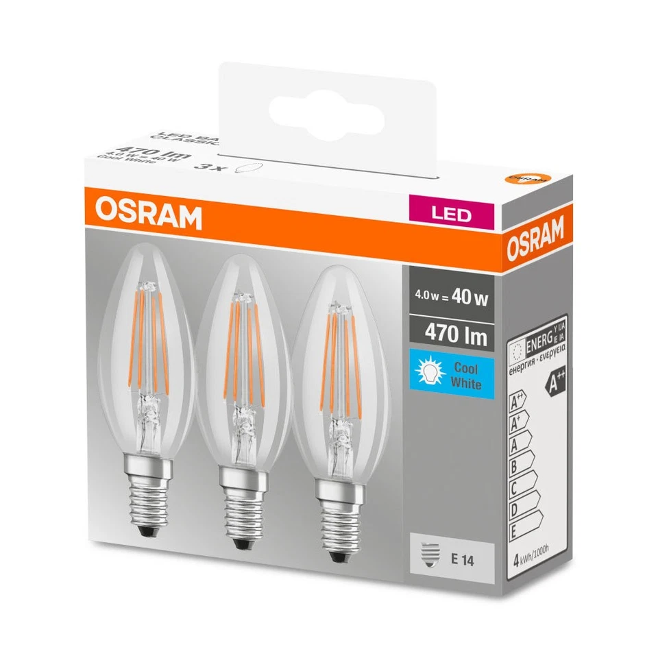 30 x Osram LED Filament Leuchtmittel Kerzen 4W = 40W E14 klar Neutralweiß 4000K - Bild 3 von 4