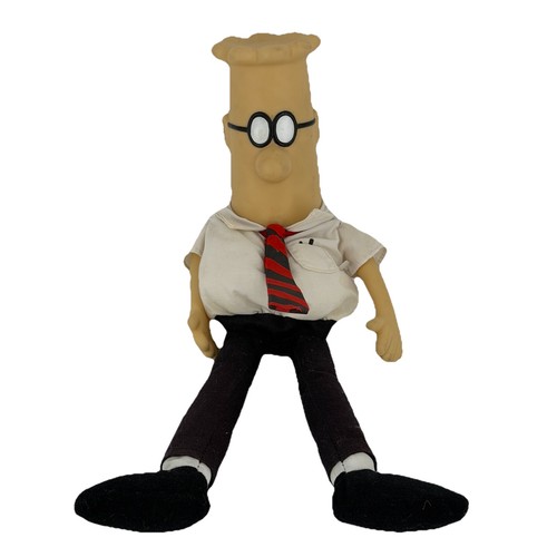 Vintage Gund Dilbert Comic Plush Doll Rubber Head 16” United Feature Syndicate
