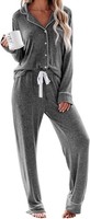 Damen Lang Schlafanzug Pyjama Set NachtwäSche Hausanzug
