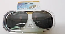 Polar Optics Unisex Square GM 57 Plastic ClipOn Sunglasses Gray